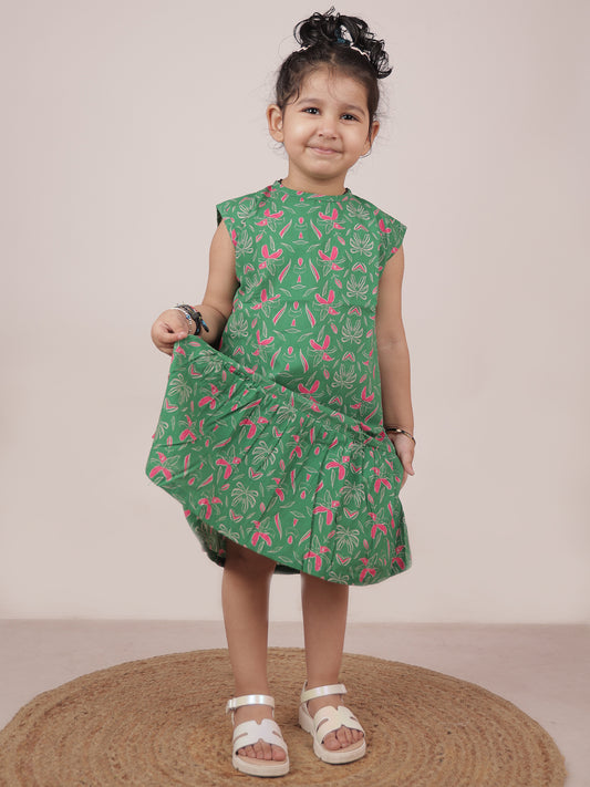 Wild Flower Grove - Green Girls Dress - 25