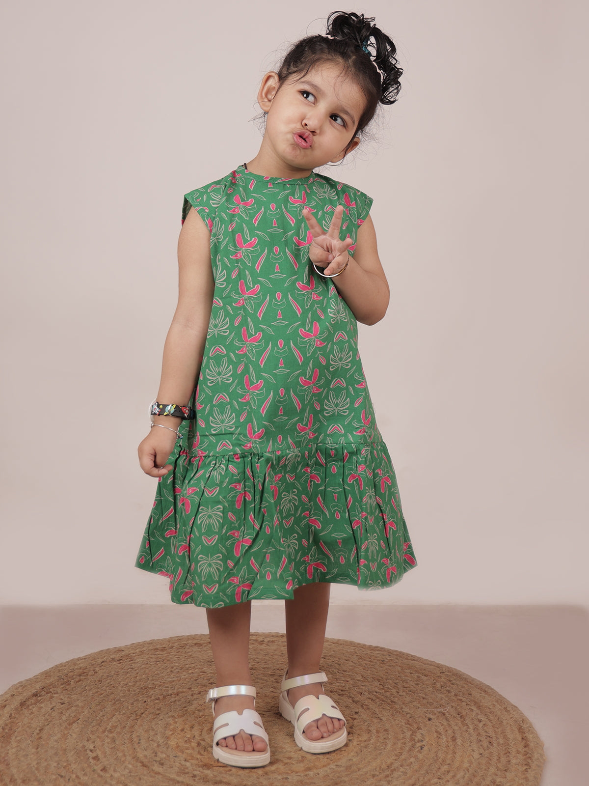 Wild Flower Grove - Green Girls Dress - 25