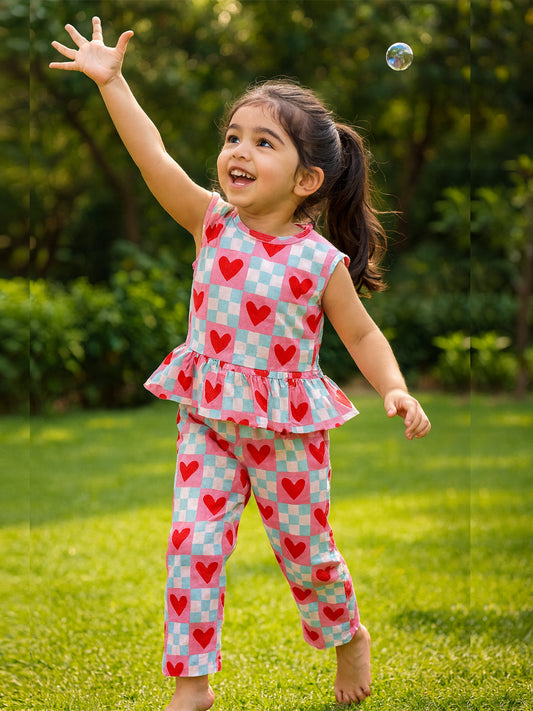 Girls Palazzo Pant - Pop Heart Print - 56