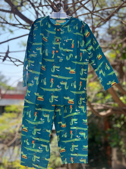 Unisex Night Dress -Alligator Print - 51