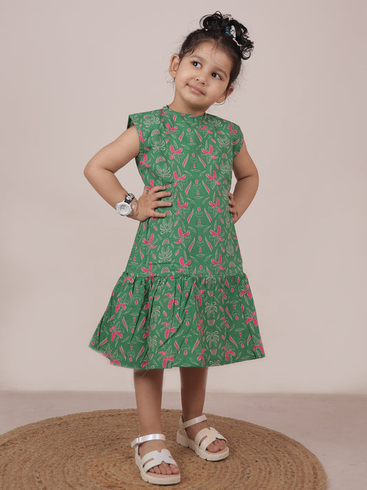 Wild Flower Grove - Green Girls Dress - 25