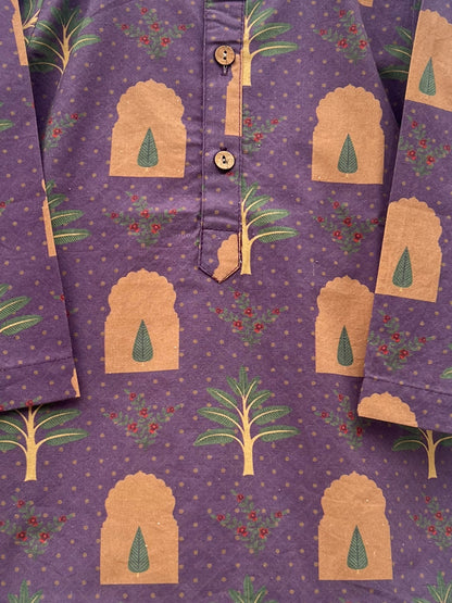 Boys Cotton Jharoka Floral Print Kurta Pajama Set - 71