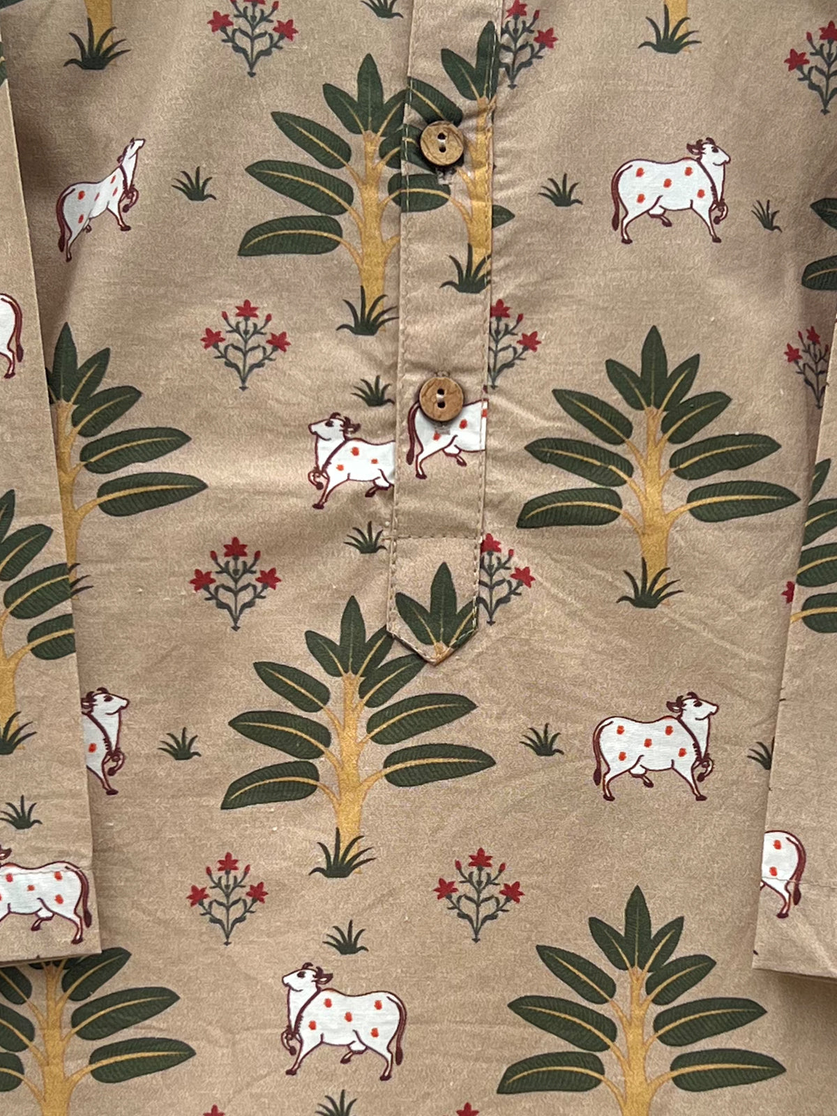 Boys Cotton Cow Pichwai Print Kurta Pajama Set - 70