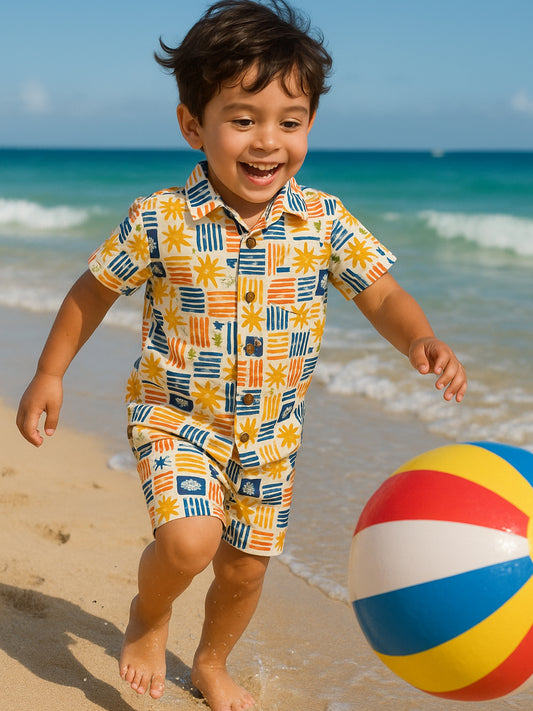 Boys Co-ord Set Sunset Voyage  - White Colour - 63