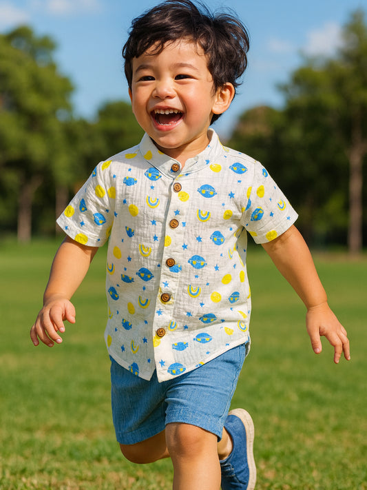 Planet Muslin Co-ored Set For Boys - 22