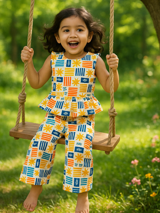 Girls Palazzo Pant - Sunset Voyage Print - 57