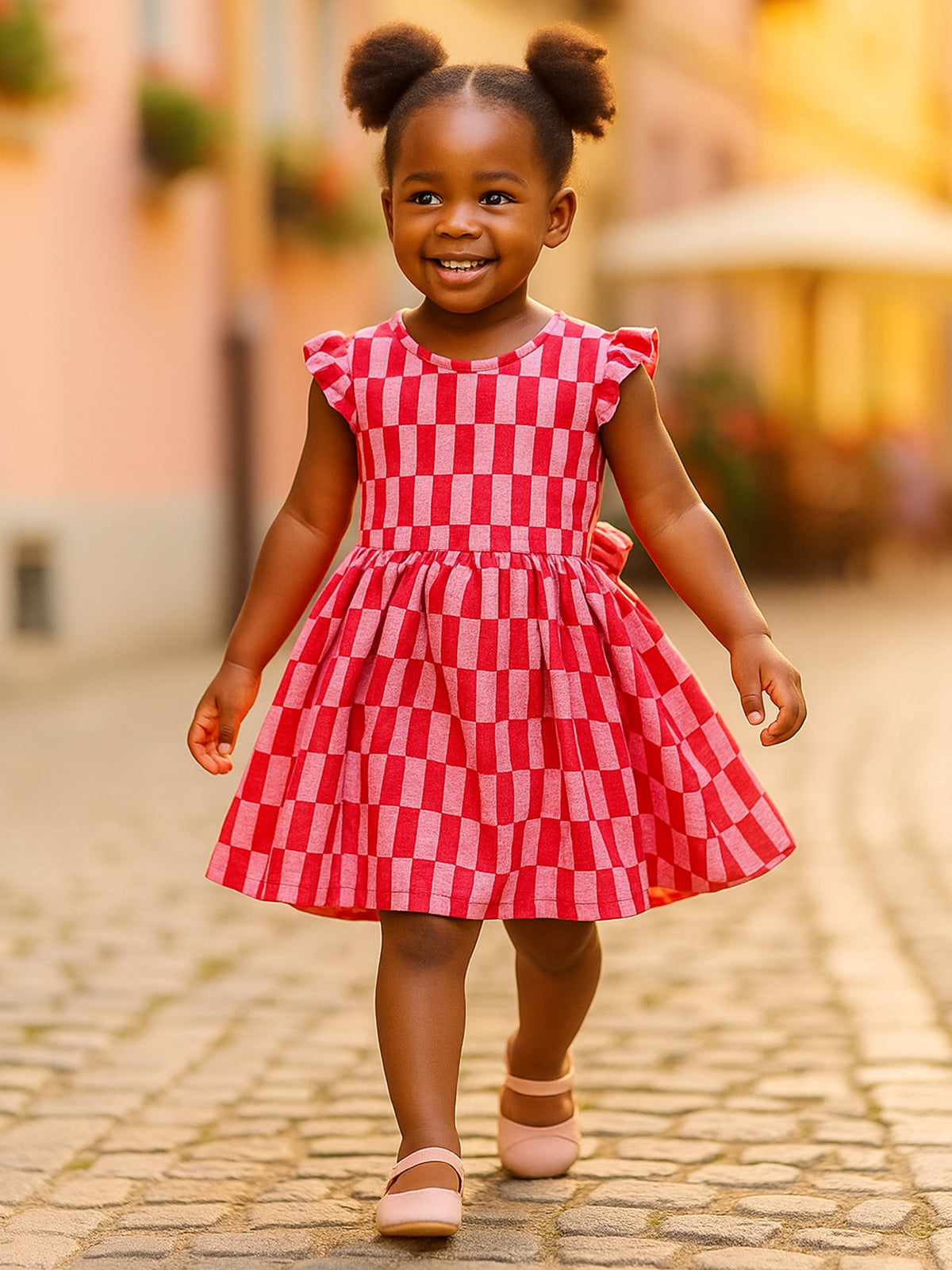 Girls Muslin Candy Check Dress - 81