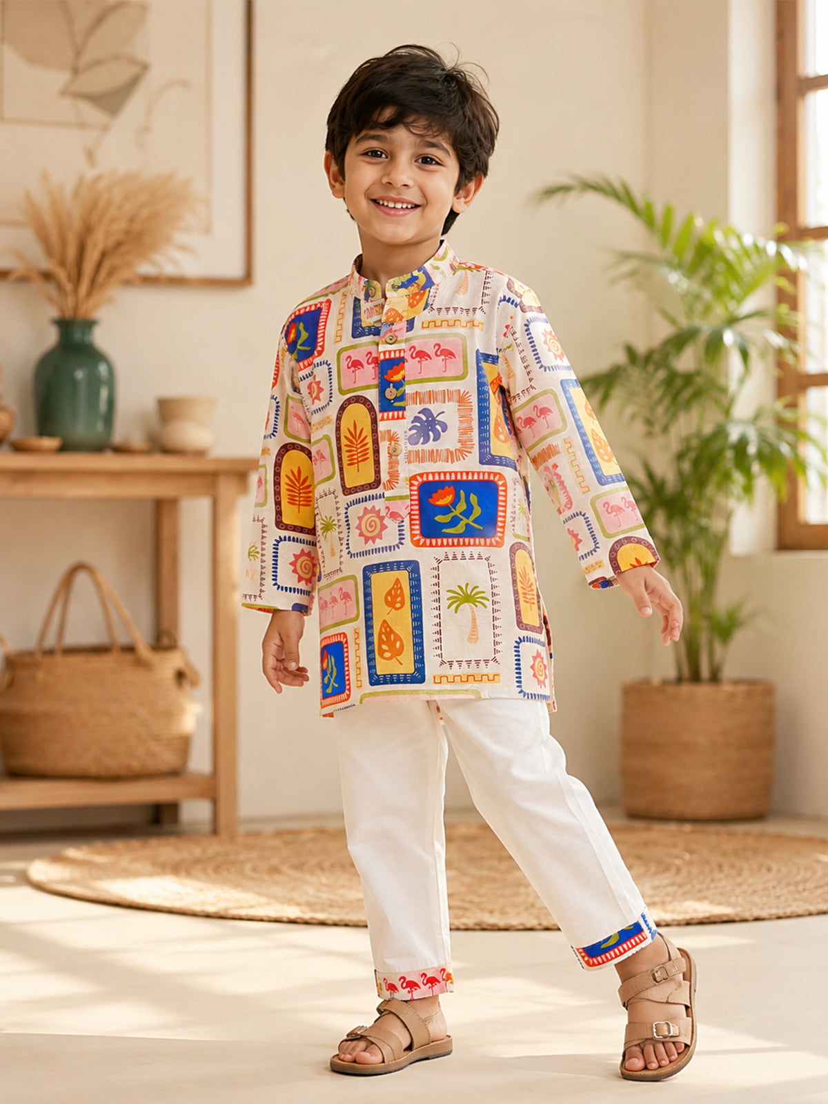 Boys Tropical Kurta Pajama Set - 109