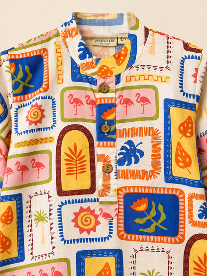 Boys Tropical Kurta Pajama Set - 109