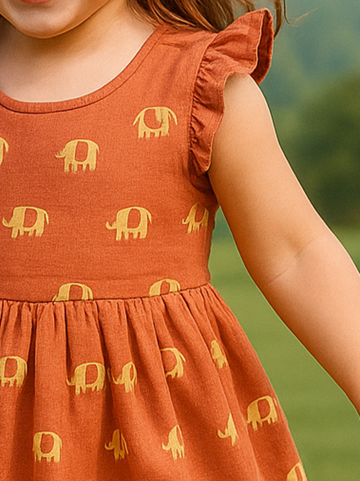 Girls Muslin Desert Rose Elephant Dress - 82