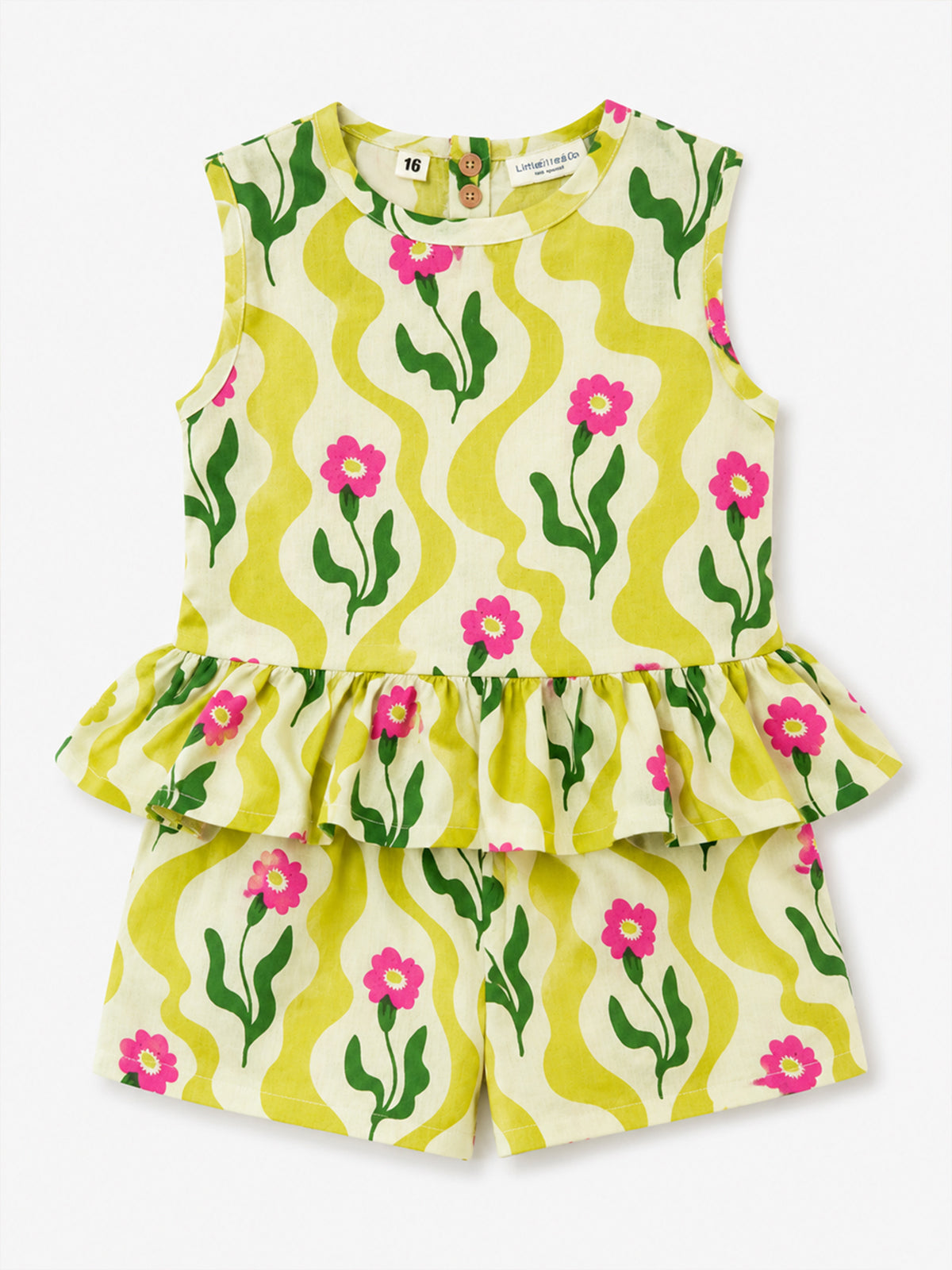 Girls Floral Cherry Printed Pure Cotton Top with Shorts Frock - 128
