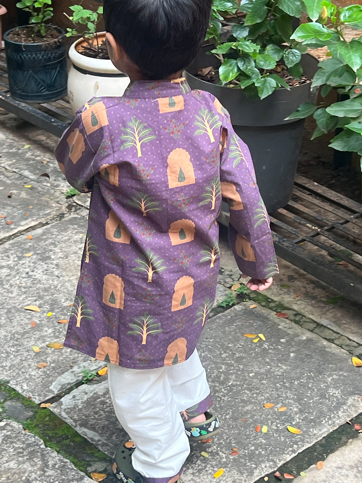 Boys Cotton Jharoka Floral Print Kurta Pajama Set - 71