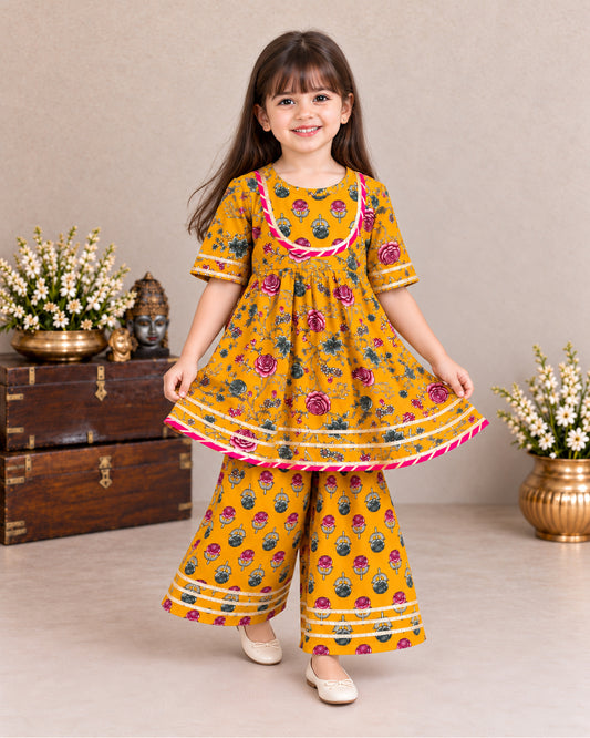Girls Ethnic Sharara Set - Yellow 157