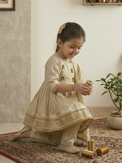 Ivory Lotus Heirloom Set - Cosmos Silk Girls Dress  - 112