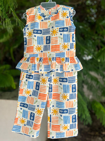 Girls Palazzo Pant - Sunset Voyage Print - 57