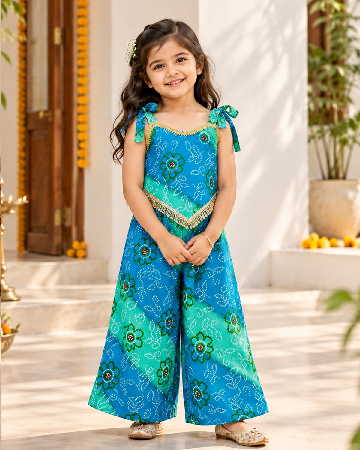 Girls Ethnic Palazzo Set - Bandhani 160