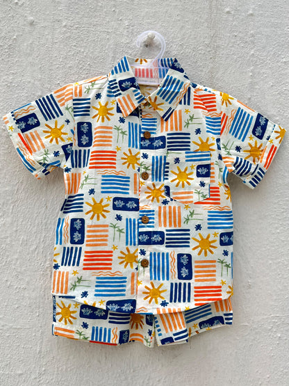 Boys Co-ord Set Sunset Voyage  - White Colour - 63