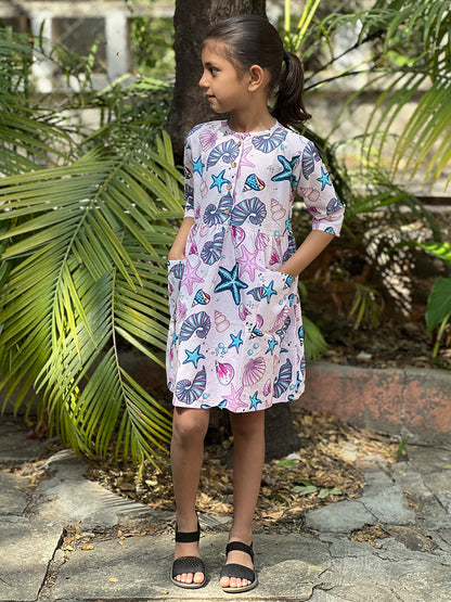 Ocean Pop Dress – Girls’ Cotton Frock - 96