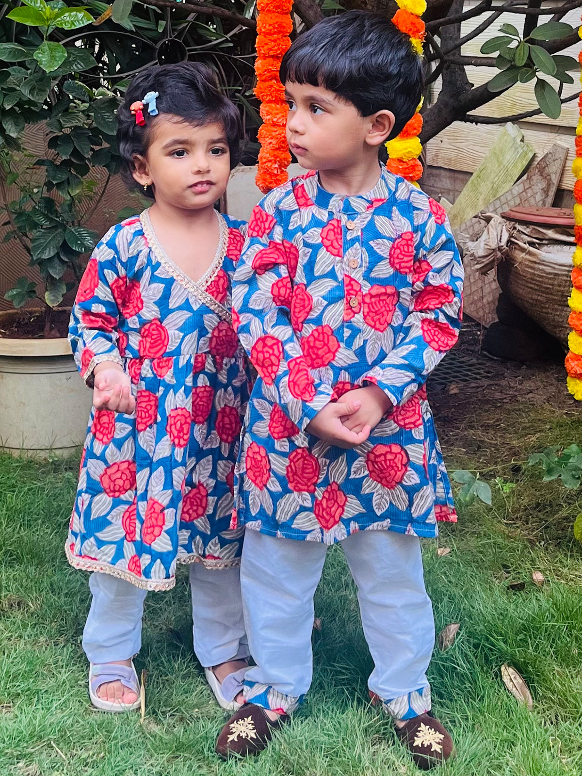 Angrakha Set For Girls - Flower Vally Red Rose - 43