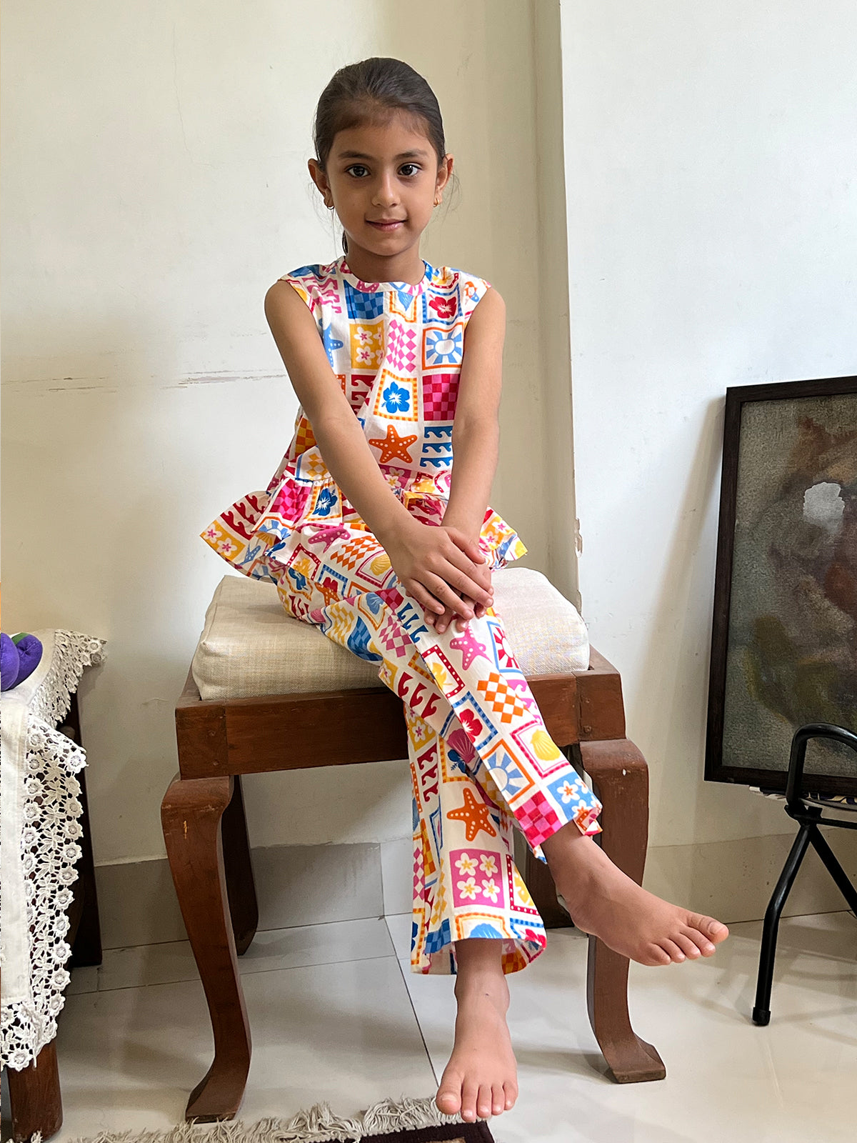 Girls Palazzo Pant - Aqua Tiles - 86
