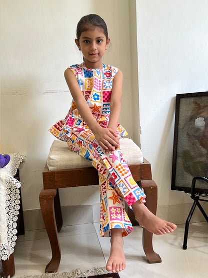 Girls Palazzo Pant - Aqua Tiles - 86