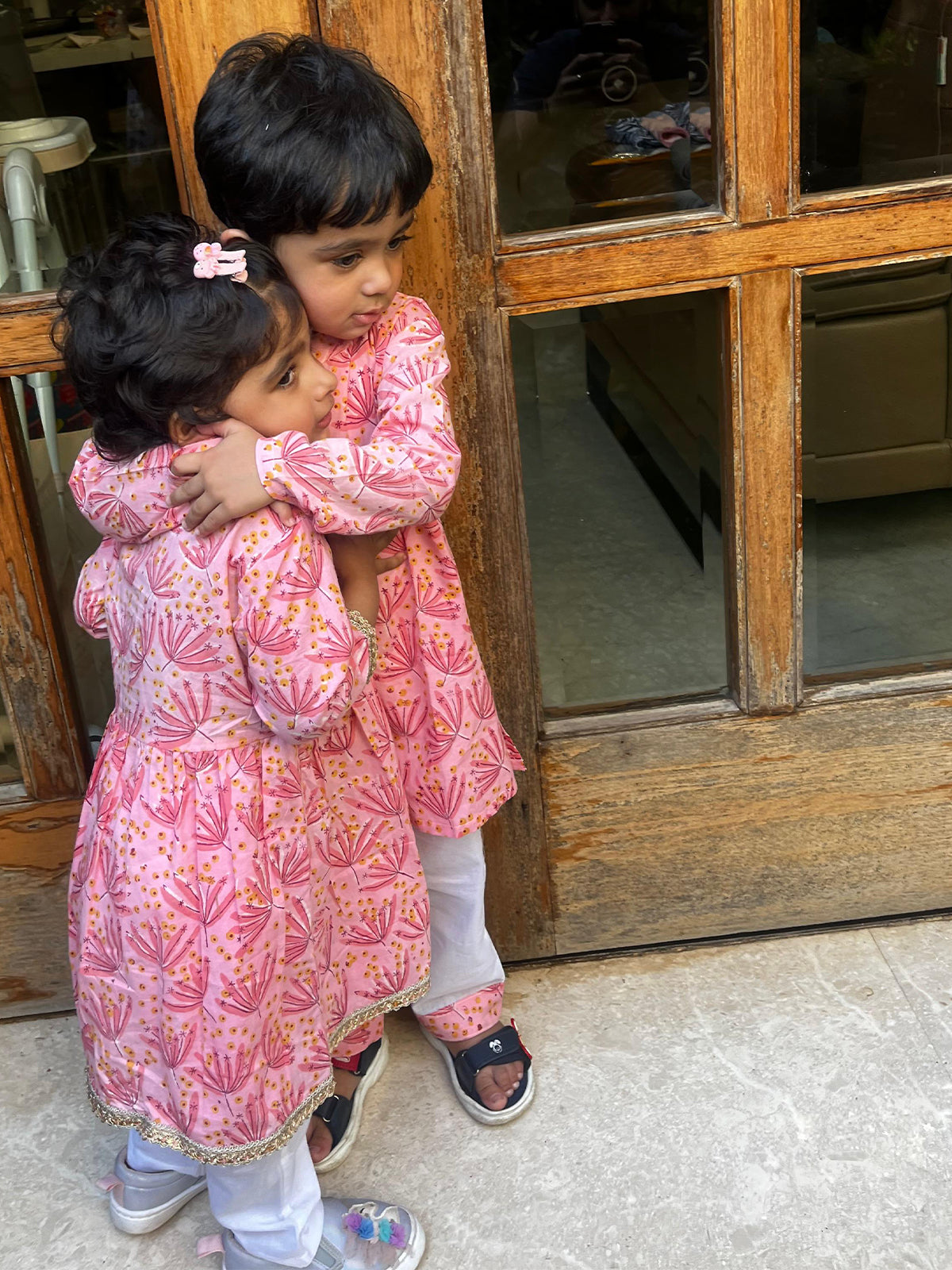 Angrakha Set For Girls - Flower Vally Peach Pink - 41