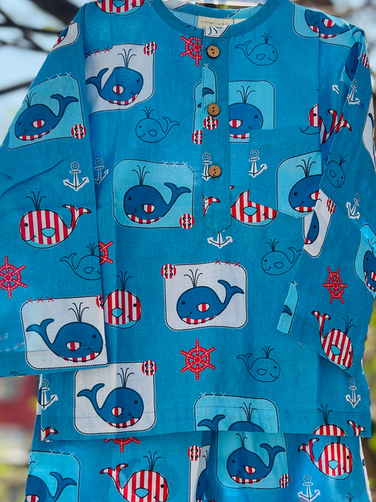 Unisex Night Dress - Fish Print - 49