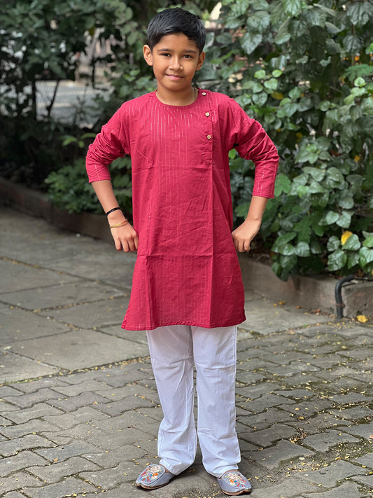 Boys Maroon Kurta Pajama - 29