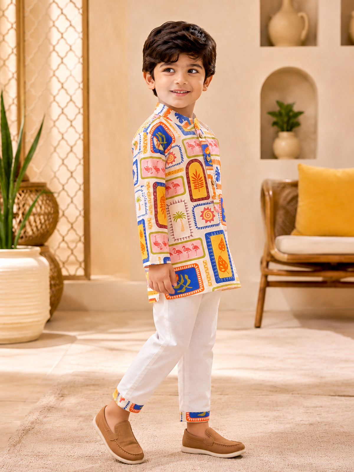 Boys Tropical Kurta Pajama Set - 109