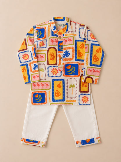 Boys Tropical Kurta Pajama Set - 109