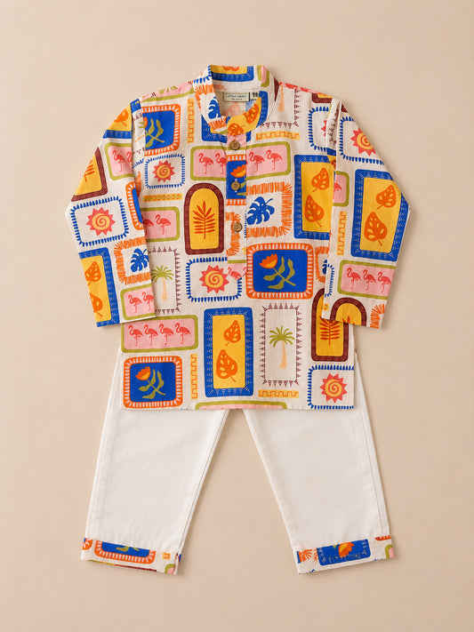 Boys Tropical Kurta Pajama Set - 109